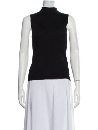 Pre-owned Halston Mock Neck Sleeveless Top W/ Tags In Black
