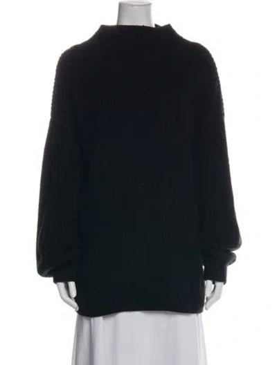 Pre-owned Halston Mock Neck Sweater In Black