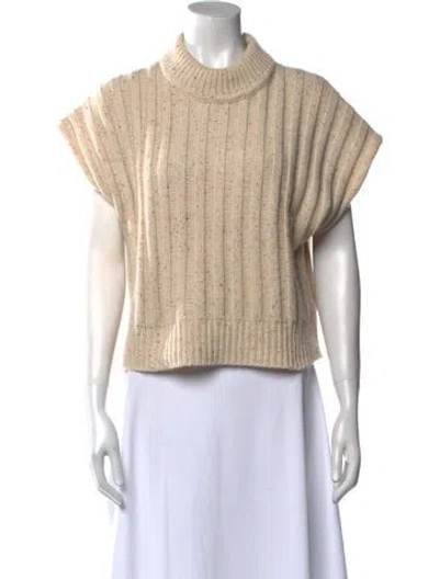 Pre-owned Halston Mock Neck Sweater In Neutral