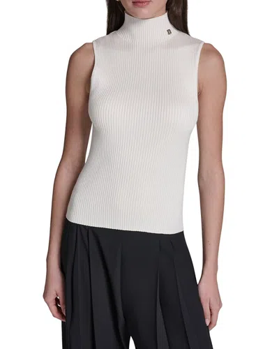 Halston Mock Neck Sweater In White