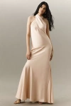 Halston Ninette Halter Satin Mermaid Maxi Dress