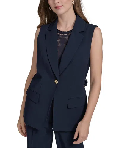 Halston Notch Pocket Vest Top In Mne-marine