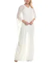 Halston Nyla Layered Stretch-crepe And Chiffon Jumpsuit In White