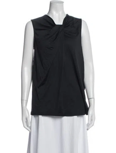 Pre-owned Halston Nylon Asymmetrical Top W/ Tags In Blue