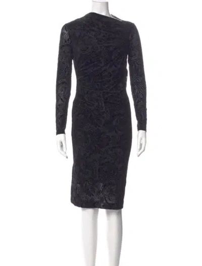 Pre-owned Halston Nylon Knee-length Dress In Blue