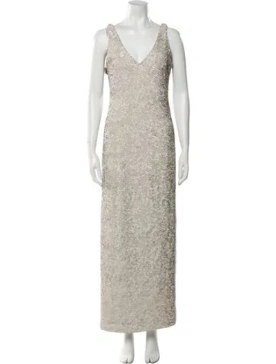 Pre-owned Halston Nylon Long Dress In Neutral