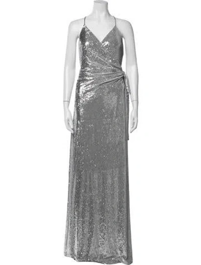 Pre-owned Halston Nylon Long Dress In Silver