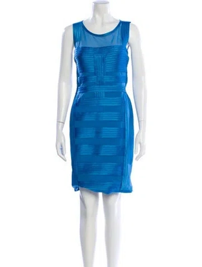 Pre-owned Halston Nylon Mini Dress In Blue