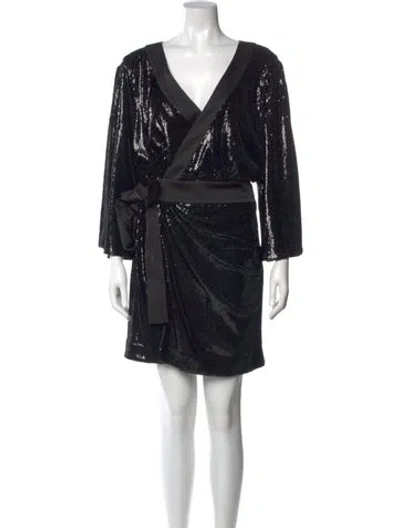 Pre-owned Halston Nylon Mini Dress W/ Tags In Black
