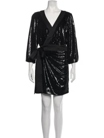 Pre-owned Halston Nylon Mini Dress W/ Tags In Black