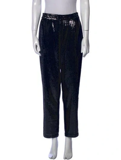 Pre-owned Halston Nylon Straight Leg Pants In Black