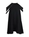 Halston Off Shoulder Mini Dress In Black Polyester In Black