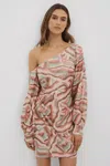 Halston Kimora One-shoulder Sequin Mini Dress In White Print