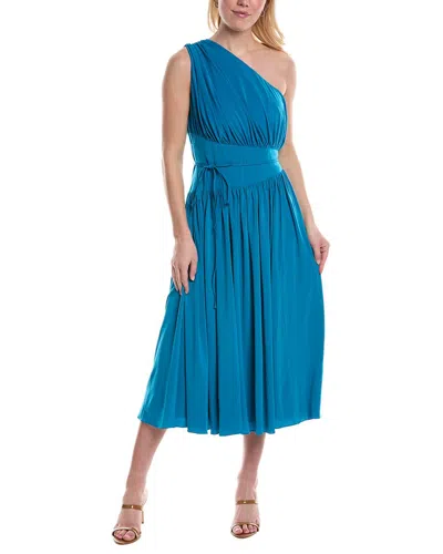 Halston One-shoulder Midi Dress In Blue