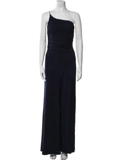 Pre-owned Halston One-shoulder Jumpsuit In Black