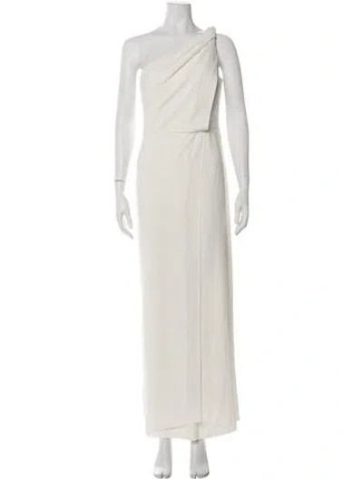 Pre-owned Halston One-shoulder Jumpsuit In Neutral
