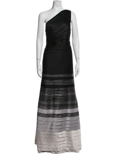 Pre-owned Halston One-shoulder Long Dress In Black