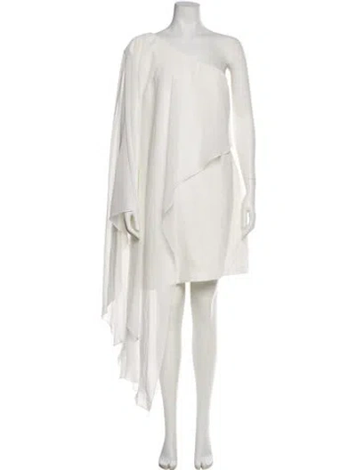 Pre-owned Halston One-shoulder Long Dress In Neutral