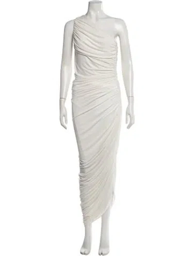 Pre-owned Halston One-shoulder Long Dress In Neutrals