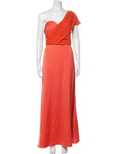 Pre-owned Halston One-shoulder Long Dress In Pink