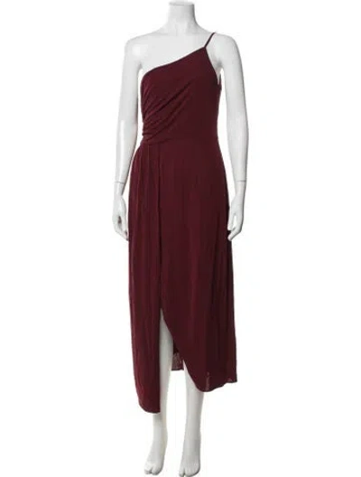 Pre-owned Halston One-shoulder Long Dress In Red