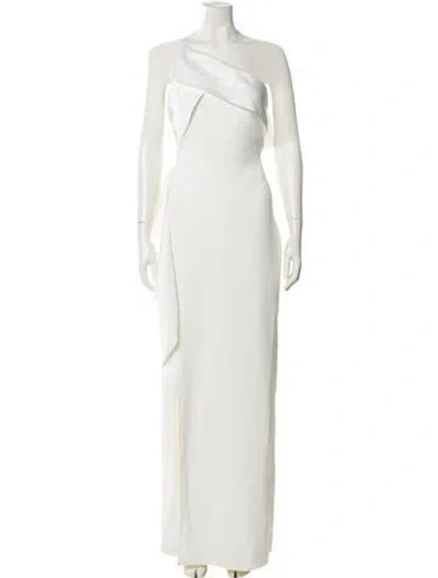 Pre-owned Halston One-shoulder Long Dress W/ Tags In Neutral