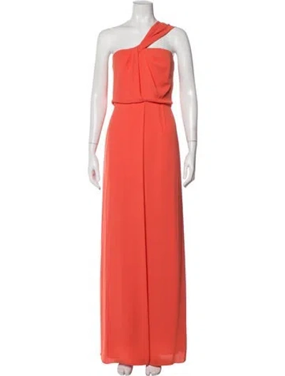 Pre-owned Halston One-shoulder Long Dress W/ Tags In Orange