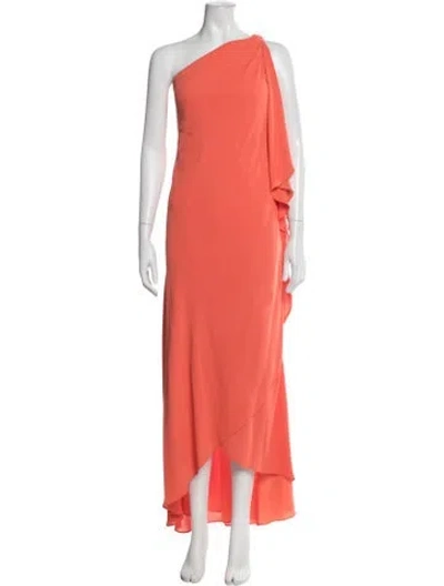 Pre-owned Halston One-shoulder Long Dress W/ Tags In Orange