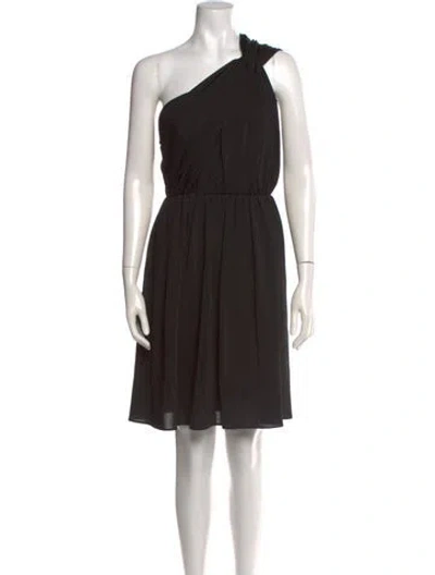 Pre-owned Halston One-shoulder Mini Dress In Black