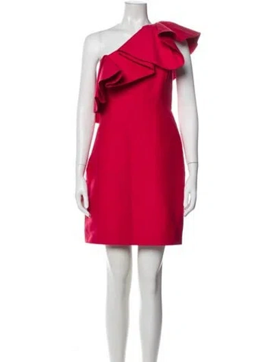Pre-owned Halston One-shoulder Mini Dress In Orange