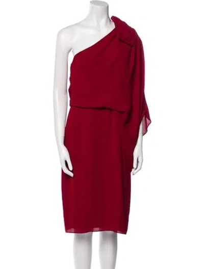 Pre-owned Halston One-shoulder Mini Dress In Red