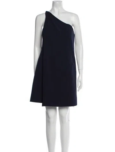 Pre-owned Halston One-shoulder Mini Dress W/ Tags In Black