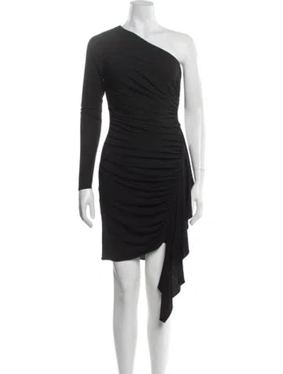 Pre-owned Halston One-shoulder Mini Dress W/ Tags In Black