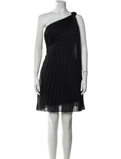 Pre-owned Halston One-shoulder Mini Dress W/ Tags In Black