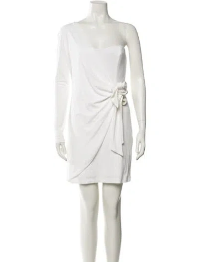 Pre-owned Halston One-shoulder Mini Dress W/ Tags In Neutral