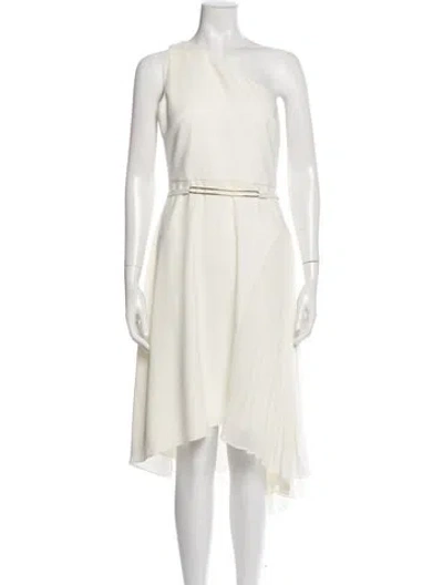 Pre-owned Halston One-shoulder Mini Dress W/ Tags In Neutral