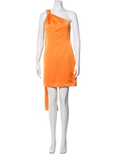Pre-owned Halston One-shoulder Mini Dress W/ Tags In Orange