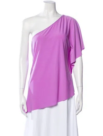 Pre-owned Halston One-shoulder Sleeveless Top In Purple