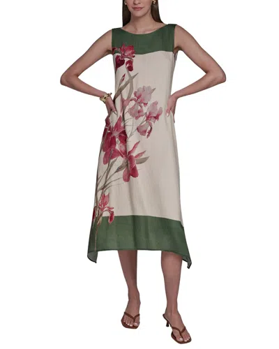 Halston Orchid Print Midi Dress In Multi