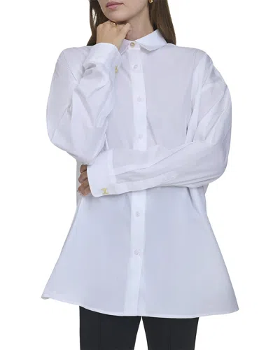 Halston Oversized Button Up Shirt In White
