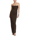 Halston Patrice Strapless Draped Matte Jersey Gown In Brown