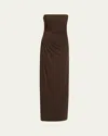 Halston Patrice Strapless Draped Matte Jersey Gown