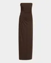 Halston Patrice Strapless Draped Matte Jersey Gown