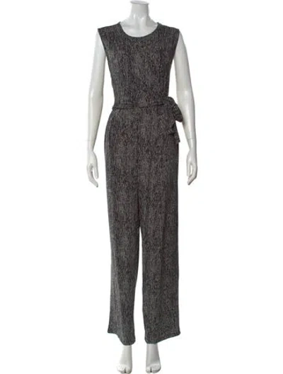 Pre-owned Halston Patterned Crew Neck Jumpsuit