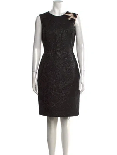 Pre-owned Halston Patterned Knee-length Dress In Black