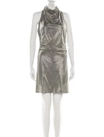 Pre-owned Halston Patterned Knee-length Dress In Gold