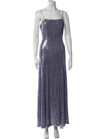 Pre-owned Halston Patterned Long Dress In Purple