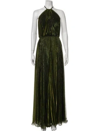 Pre-owned Halston Patterned Long Dress W/ Tags In Green