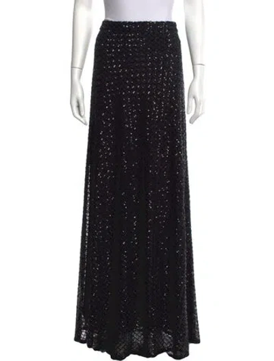 Pre-owned Halston Patterned Long Skirt In Black