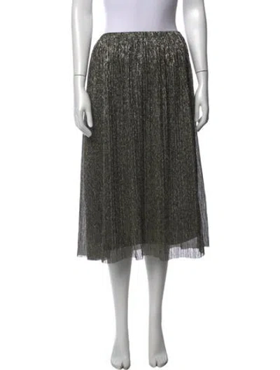 Pre-owned Halston Patterned Midi Length Skirt In Metallic/silver